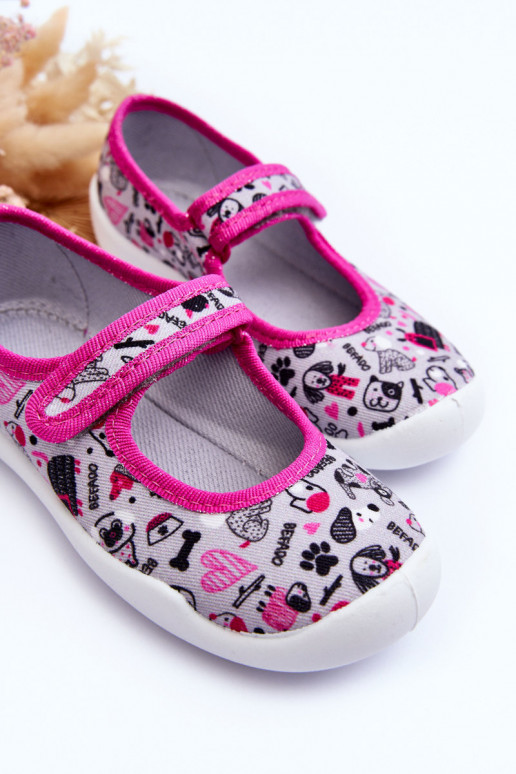 Chinelos/sapatilhas infantis Befado 114X521 cor cinza-rosa
