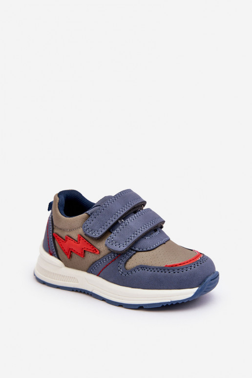 sapatos Tênis infantil com fechos adesivos cor azul Hemmani