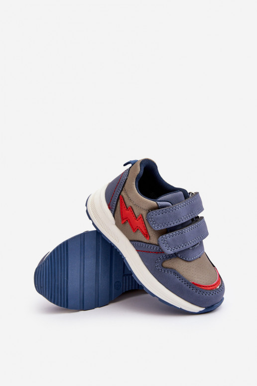 sapatos Tênis infantil com fechos adesivos cor azul Hemmani