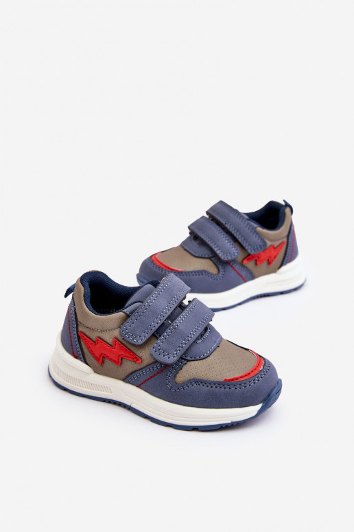 sapatos Tênis infantil com fechos adesivos cor azul Hemmani