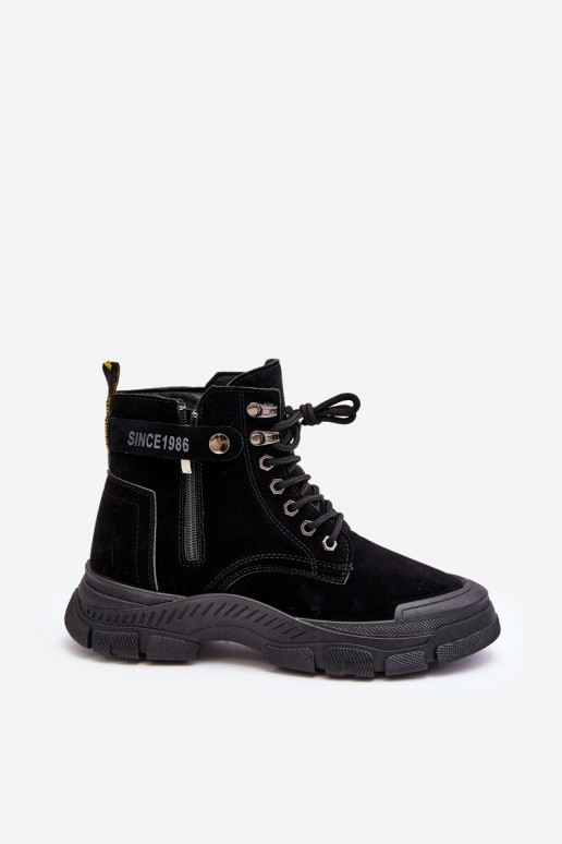 aquecido em camurça Botas femininas na cor preta Jailina aquecido em camurça Botas femininas na cor preta Jailina