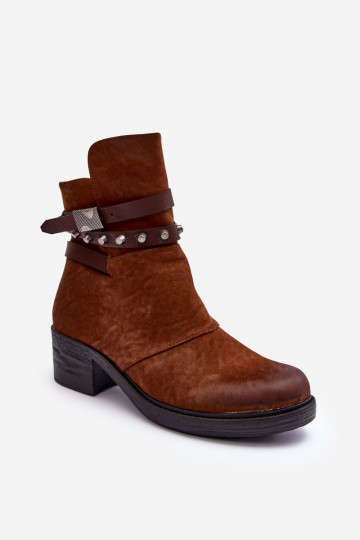 Botas aquecidas com salto na cor marrom Effie