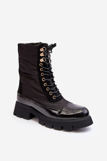 botas aquecidas com salto largo na cor preta Saranema