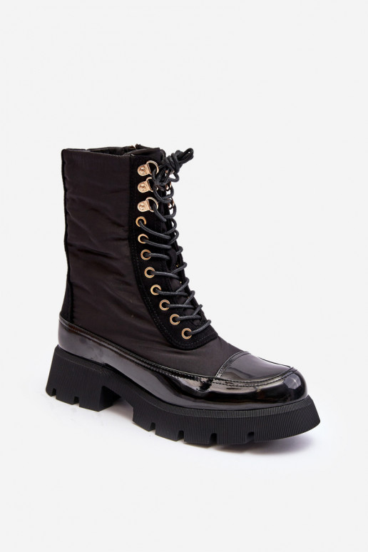botas aquecidas com salto largo na cor preta Saranema