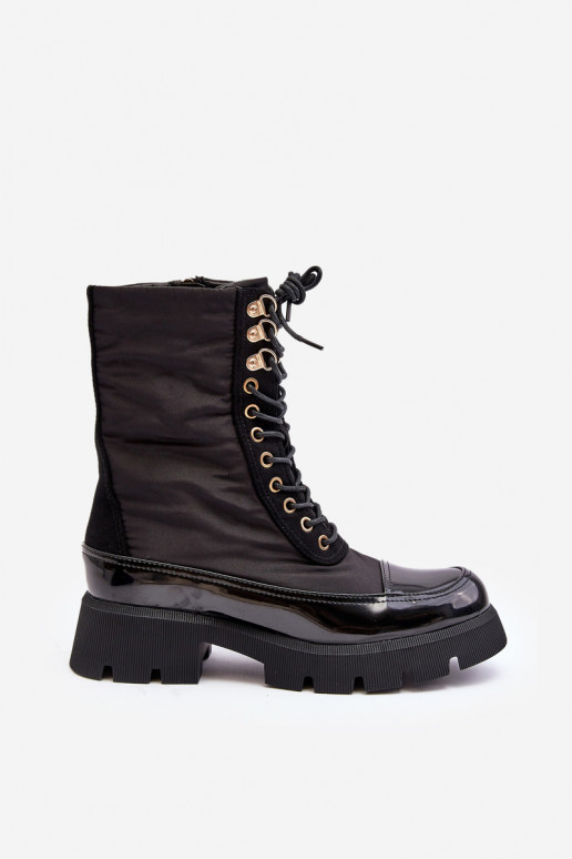 botas aquecidas com salto largo na cor preta Saranema