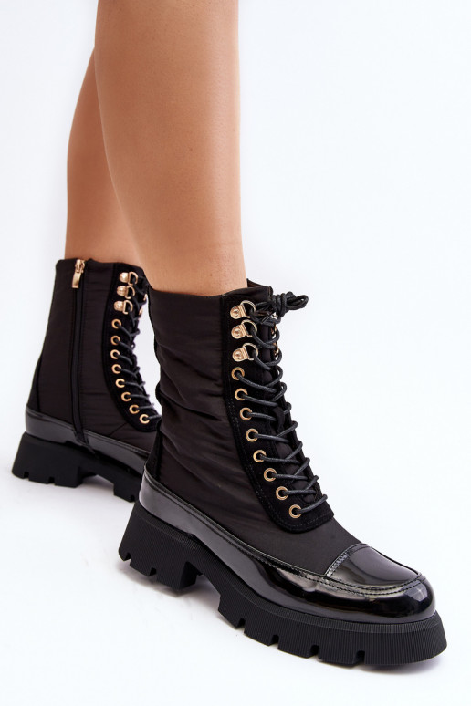 botas aquecidas com salto largo na cor preta Saranema