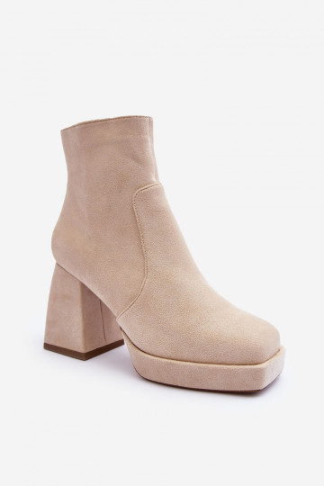 Botas de camurça de salto largo Abnous marfim