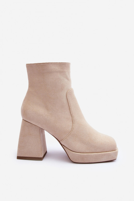 Botas de camurça de salto largo Abnous marfim