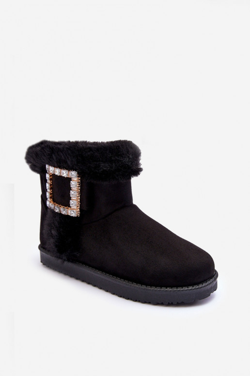 botas de neve aquecidas com fivelas na cor preta Dulca