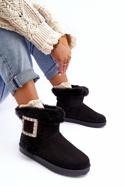 botas de neve aquecidas com fivelas na cor preta Dulca