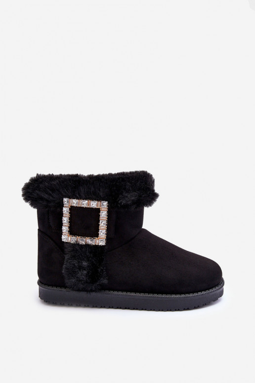 botas de neve aquecidas com fivelas na cor preta Dulca