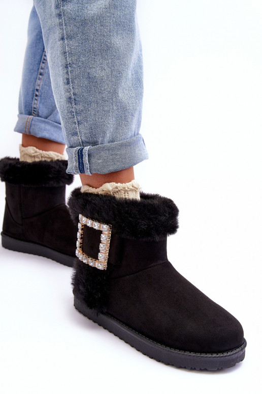 botas de neve aquecidas com fivelas na cor preta Dulca