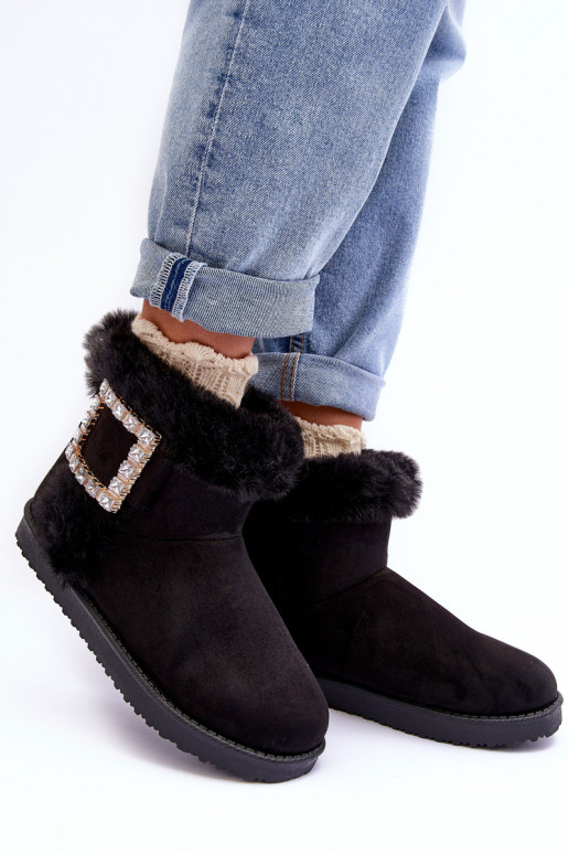botas de neve aquecidas com fivelas na cor preta Dulca