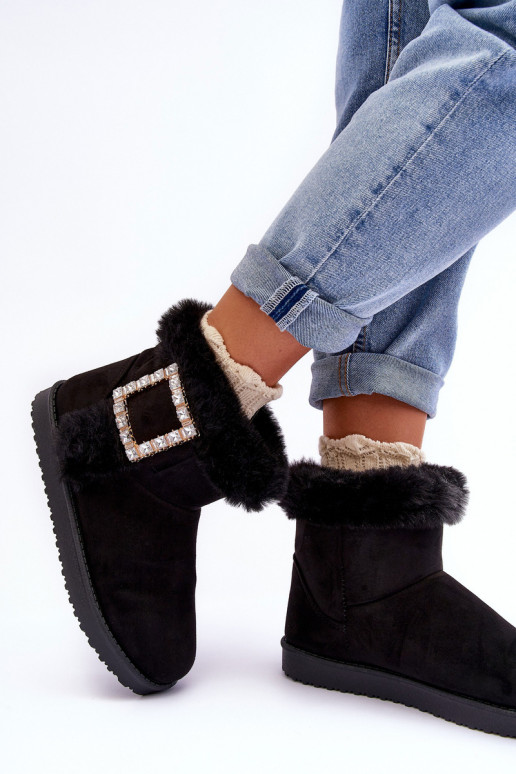 botas de neve aquecidas com fivelas na cor preta Dulca