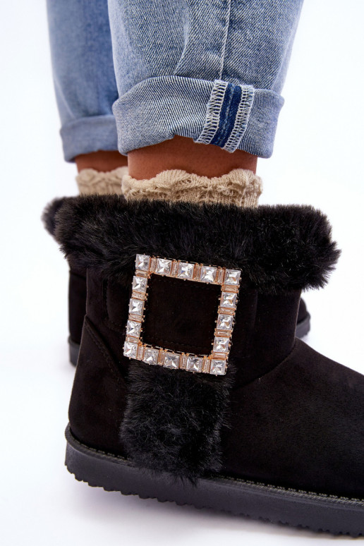 botas de neve aquecidas com fivelas na cor preta Dulca
