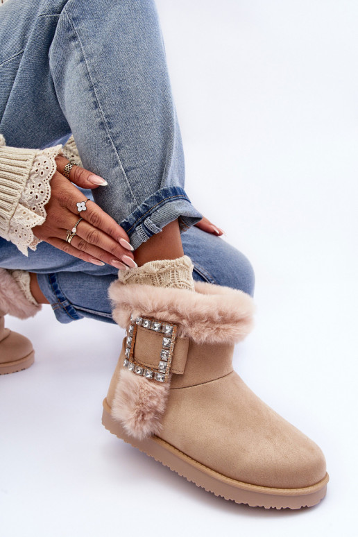 botas de neve aquecidas com fivelas bege Dulca