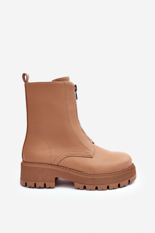 Botas de salto largo com zíper na cor marrom Vimal