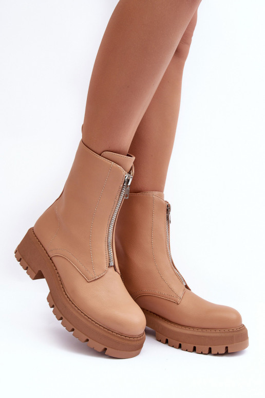 Botas de salto largo com zíper na cor marrom Vimal