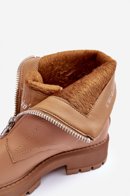 Botas de salto largo com zíper na cor marrom Vimal