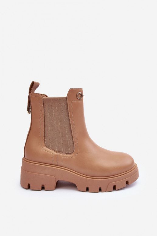 Botas femininas de couro natural com lindos detalhes bege Lobb