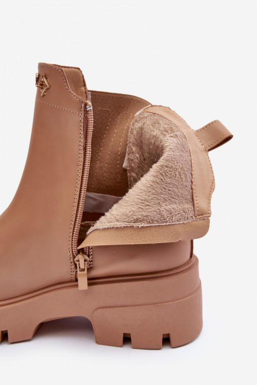 Botas femininas de couro natural com lindos detalhes bege Lobb