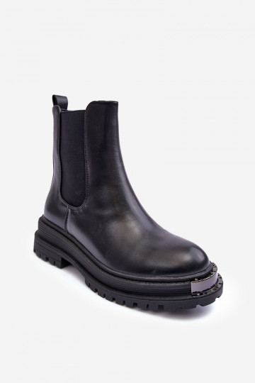 botas elegantes com salto largo e plataforma em Linestta preto