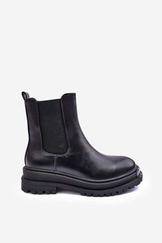 botas elegantes com salto largo e plataforma em Linestta preto