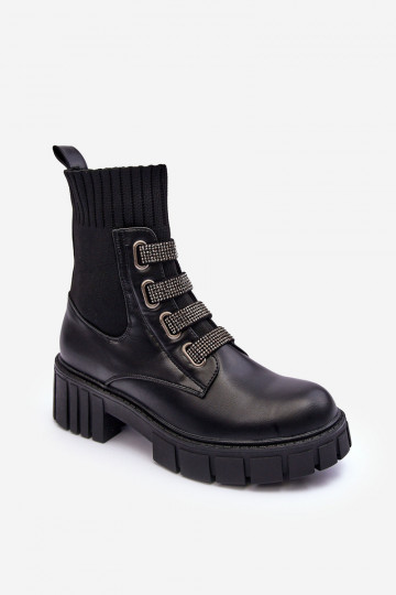 botins com cano elástico em Kasseis preto
