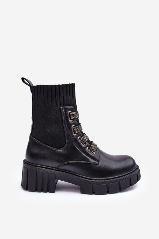 botins com cano elástico em Kasseis preto