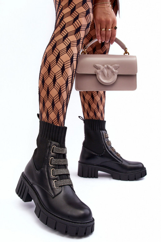 botins com cano elástico em Kasseis preto