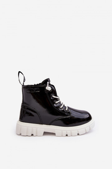 Botas aquecidas com efeito verniz infantil Big Star MM374147 cor preta