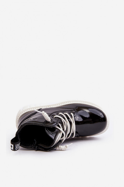 Botas aquecidas com efeito verniz infantil Big Star MM374147 cor preta