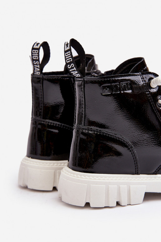 Botas aquecidas com efeito verniz infantil Big Star MM374147 cor preta