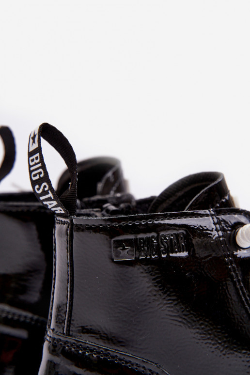 Botas aquecidas com efeito verniz infantil Big Star MM374147 cor preta