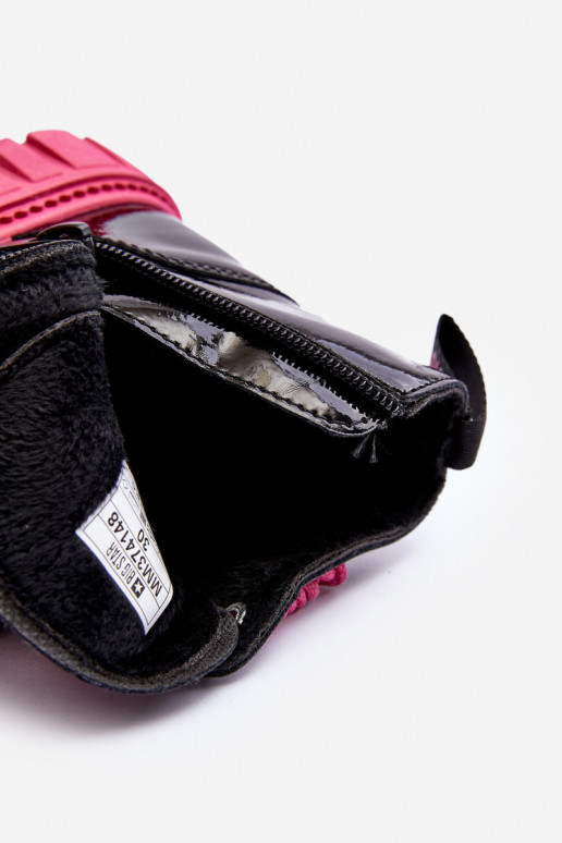 Botas aquecidas com efeito verniz infantil Big Star MM374148 pretas e rosa