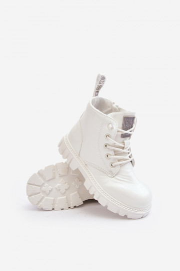 Botas aquecidas com efeito verniz infantil Big Star MM374142 cor branca 2