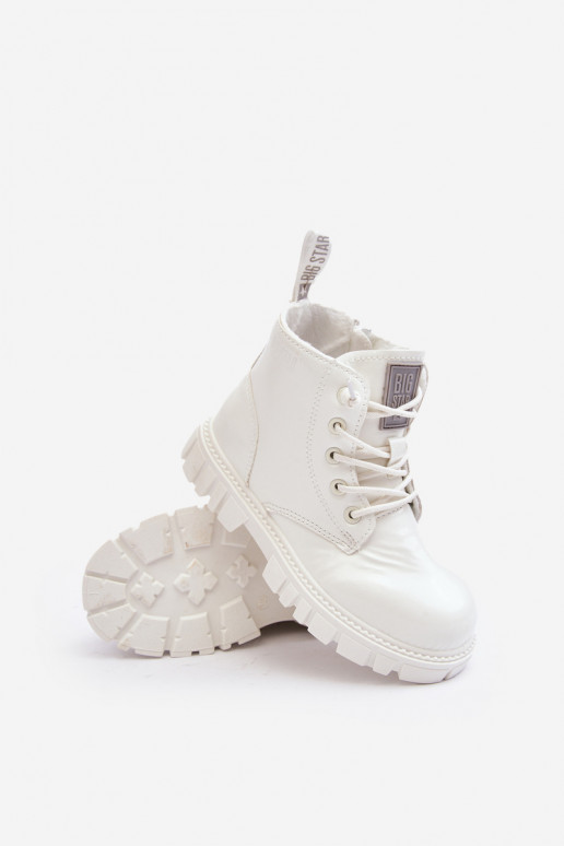 Botas aquecidas com efeito verniz infantil Big Star MM374142 cor branca