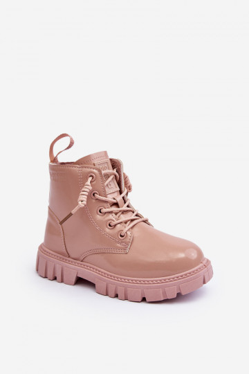 Botas aquecidas com efeito verniz infantil Big Star MM374144 cor rosa