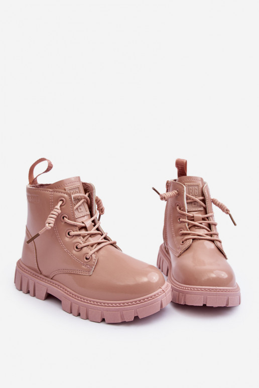 Botas aquecidas com efeito verniz infantil Big Star MM374144 cor rosa