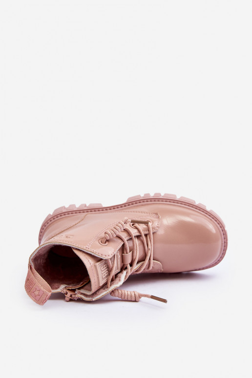 Botas aquecidas com efeito verniz infantil Big Star MM374144 cor rosa
