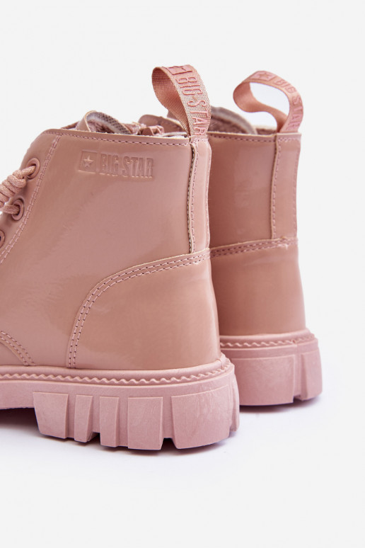 Botas aquecidas com efeito verniz infantil Big Star MM374144 cor rosa