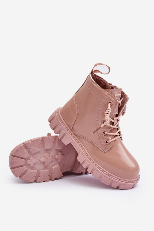 Botas aquecidas com efeito verniz infantil Big Star MM374144 cor rosa