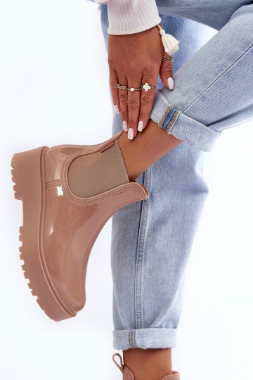 com efeito verniz Sapatos de borracha Botas com plataforma Big Star MM274396 cor bege