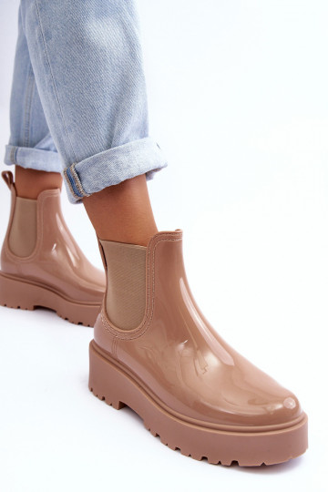 com efeito verniz Sapatos de borracha Botas com plataforma Big Star MM274396 cor bege 2