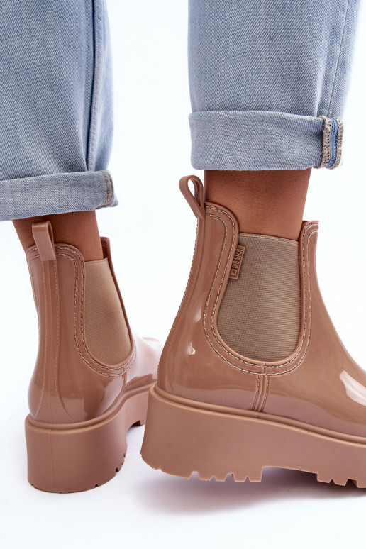 com efeito verniz Sapatos de borracha Botas com plataforma Big Star MM274396 cor bege