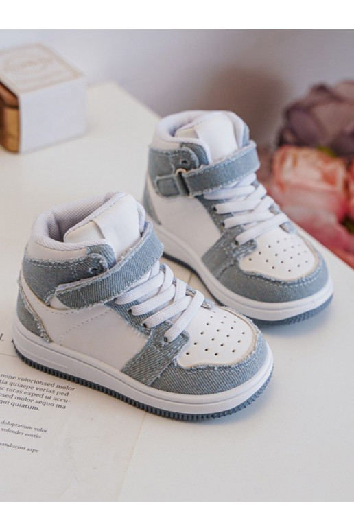 Calçado desportivo infantil Material ganga Cor branco-azul Milara Calçado desportivo infantil Material ganga Cor branco-azul Milara