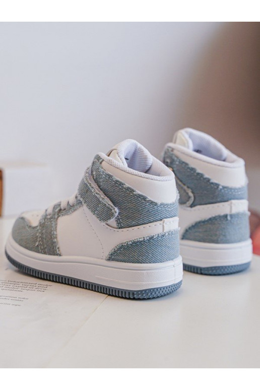 Calçado desportivo infantil Material ganga Cor branco-azul Milara Calçado desportivo infantil Material ganga Cor branco-azul Milara