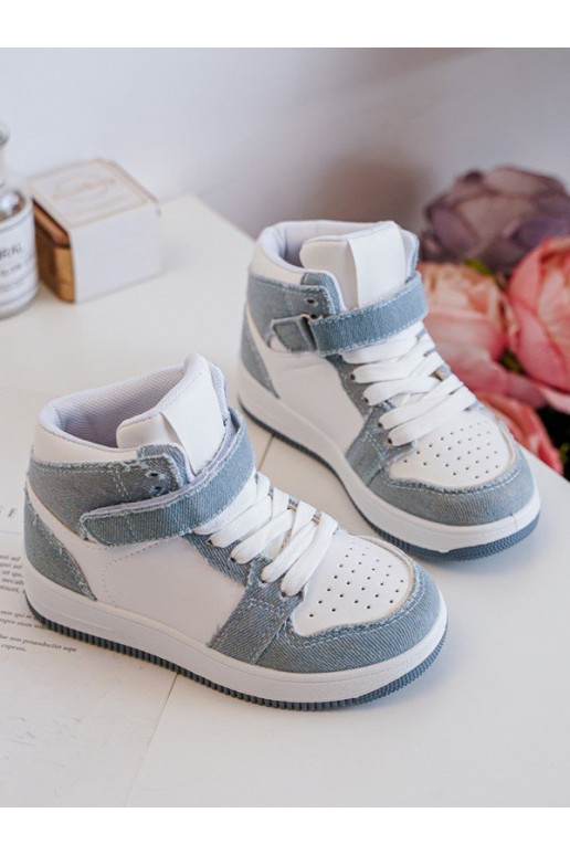 Calçado desportivo infantil Material ganga Cor branco-azul Milara Calçado desportivo infantil Material ganga Cor branco-azul Milara