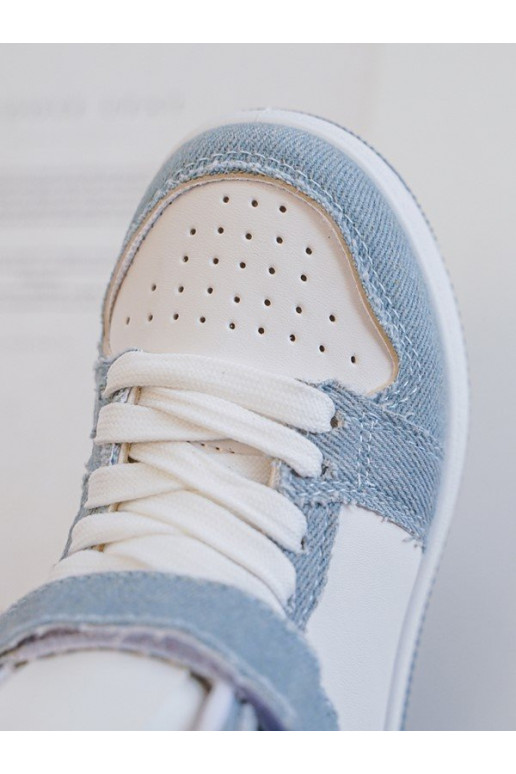 Calçado desportivo infantil Material ganga Cor branco-azul Milara Calçado desportivo infantil Material ganga Cor branco-azul Milara