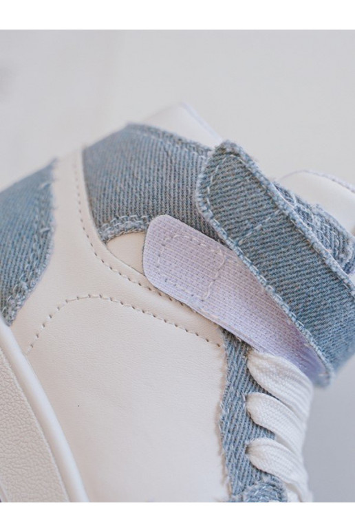 Calçado desportivo infantil Material ganga Cor branco-azul Milara Calçado desportivo infantil Material ganga Cor branco-azul Milara